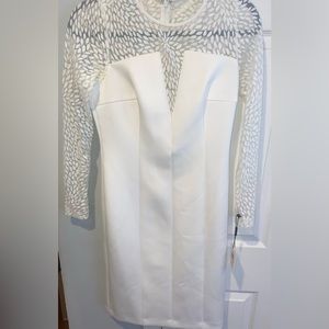 Calvin Klein White Dress with Patterned Sleeves